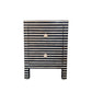 Bone Inlay Bedside in Black Strip Design Perfect Nightstand For Home Decor