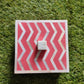 Handmade Mother of Pearl Inlay Pink Colored Chevron Pattern Set of 4 Coasters