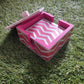 Handmade Mother of Pearl Inlay Pink Colored Chevron Pattern Set of 4 Coasters