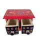 Beautiful Decorative Wooden and Ceramic 2 Drawer Small Chest for Home and Office Decor