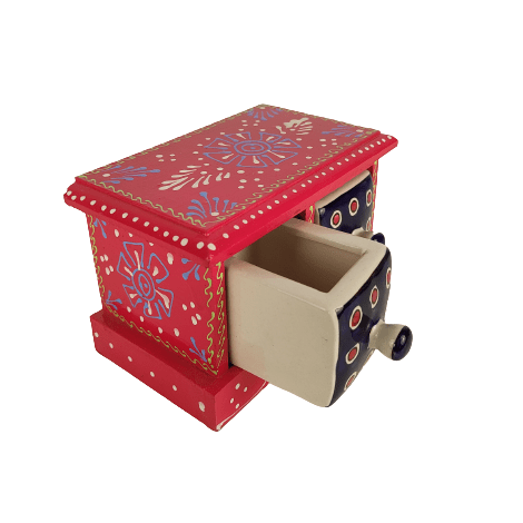 Beautiful Decorative Wooden and Ceramic 2 Drawer Small Chest for Home and Office Decor