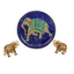 Beautiful Decorative Blue Pottery Elephant Print Wall Hanging Plate for Home Decor