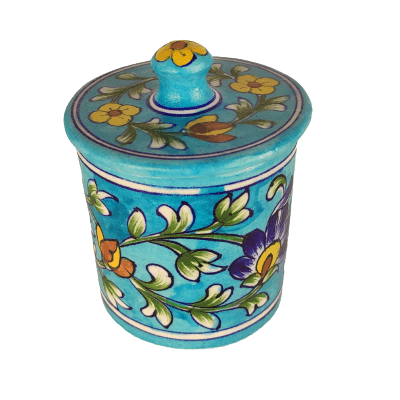 Beautiful Decorative Ceramic Blue Pottery Pickle Jar for Home Decor