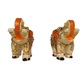 Beautiful Decorative Marble Stone Elephant with Meenakari Set of 2 for Home and Office Decor