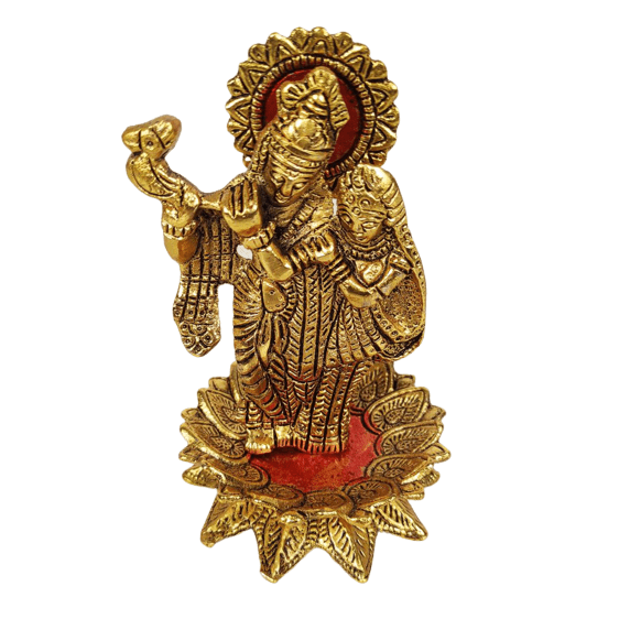Beautiful Decorative Metal Lord Radha Krishna on Metal Lotus Statue for Home Decor