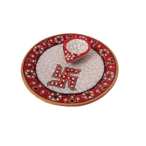 Beautiful Decorative Small Tilak Plate of Marble for Home Decor