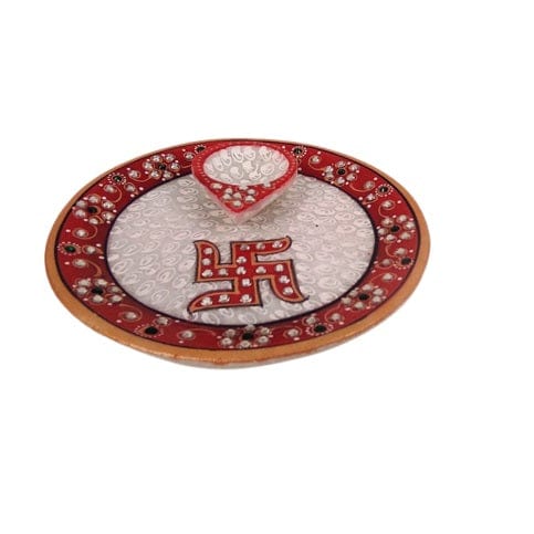 Beautiful Decorative Small Tilak Plate of Marble for Home Decor