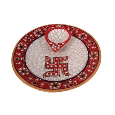 Beautiful Decorative Small Tilak Plate of Marble for Home Decor