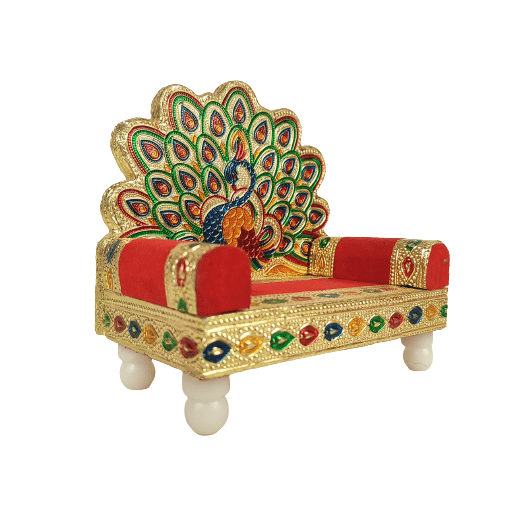 Beautiful Decorative Wooden Handcrafted with Meenakari Small SingHasan for Home Decor