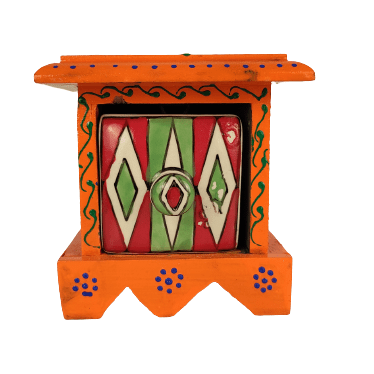 Beautiful Decorative Wooden and Ceramic 1 Drawer Small Chest for Home and Office Decor