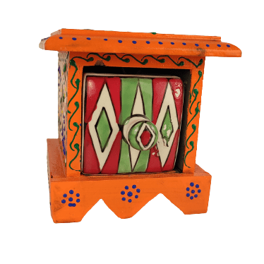 Beautiful Decorative Wooden and Ceramic 1 Drawer Small Chest for Home and Office Decor