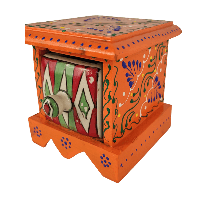 Beautiful Decorative Wooden and Ceramic 1 Drawer Small Chest for Home and Office Decor