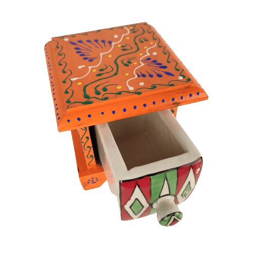 Beautiful Decorative Wooden and Ceramic 1 Drawer Small Chest for Home and Office Decor