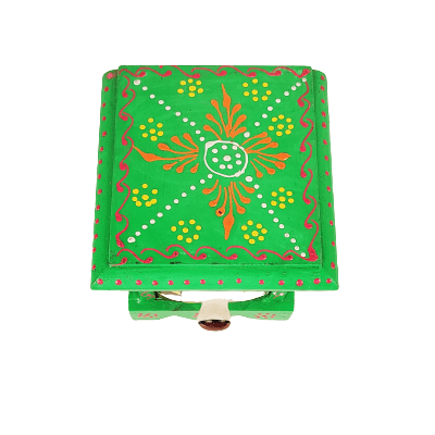 Beautiful Decorative Wooden and Ceramic 1 Drawer Small Chest for Home and Office Decor
