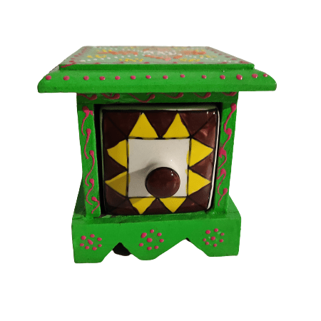 Beautiful Decorative Wooden and Ceramic 1 Drawer Small Chest for Home and Office Decor