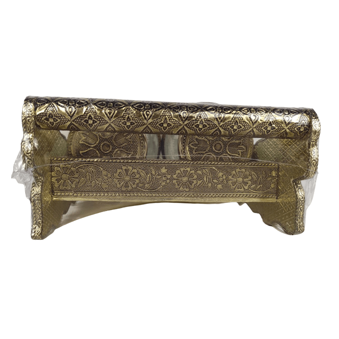 Beautiful Decorative wooden Meenakari Tray with 4 Small Jar for Home Decor