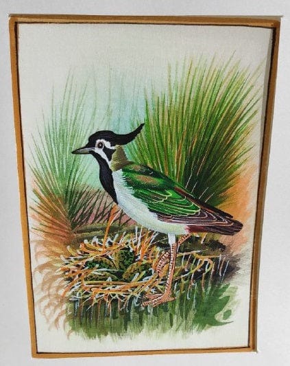 Handmade Bird Painting on Silk Fabric for Home and Office Decor