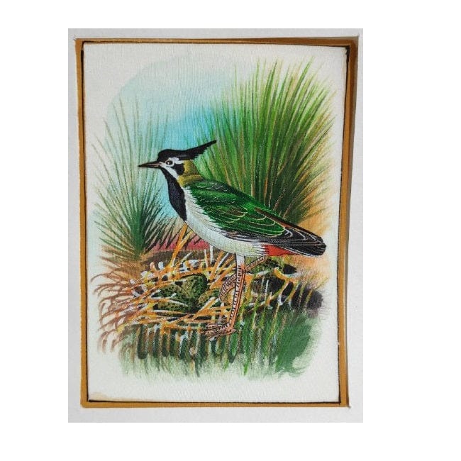 Handmade Bird Painting on Silk Fabric for Home and Office Decor