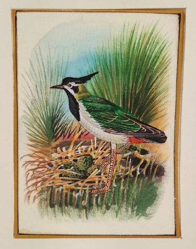 Handmade Bird Painting on Silk Fabric for Home and Office Decor