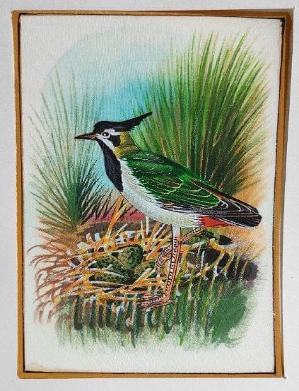 Handmade Bird Painting on Silk Fabric for Home and Office Decor