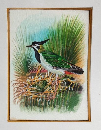 Handmade Bird Painting on Silk Fabric for Home and Office Decor