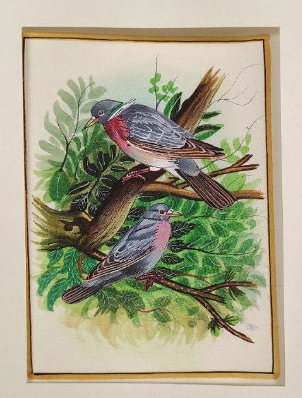 Handmade Birds Painting on Silk Fabric for Home and Office Decor