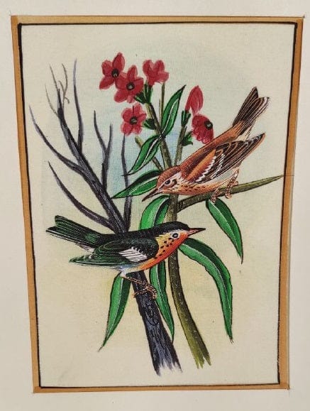 Handmade Birds Painting on Silk Fabric for Home and Office Decor