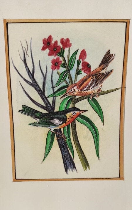 Handmade Birds Painting on Silk Fabric for Home and Office Decor