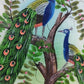 Handmade Two Peacock Painting on Silk Fabric for Home and Office Decor