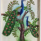 Handmade Two Peacock Painting on Silk Fabric for Home and Office Decor