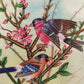 Handmade Birds Painting on Silk Fabric for Home and Office Decor