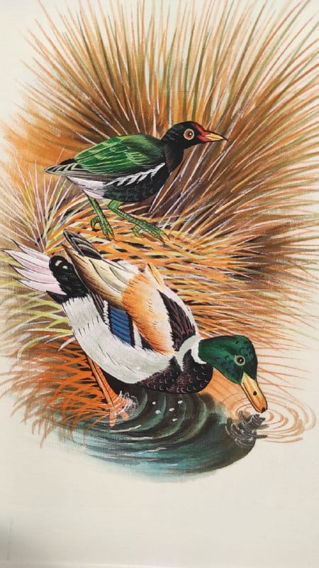 Handmade Birds Painting on Silk Fabric for Home and Office Decor