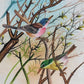 Handmade Birds Painting on Silk Fabric for Home and Office Decor