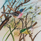 Handmade Birds Painting on Silk Fabric for Home and Office Decor