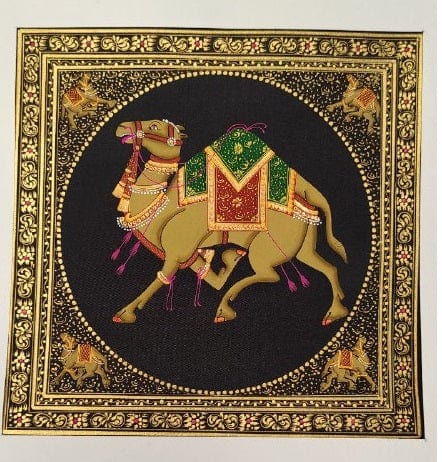 Handmade Camel Painting on Silk Fabric for Home and Office Decor