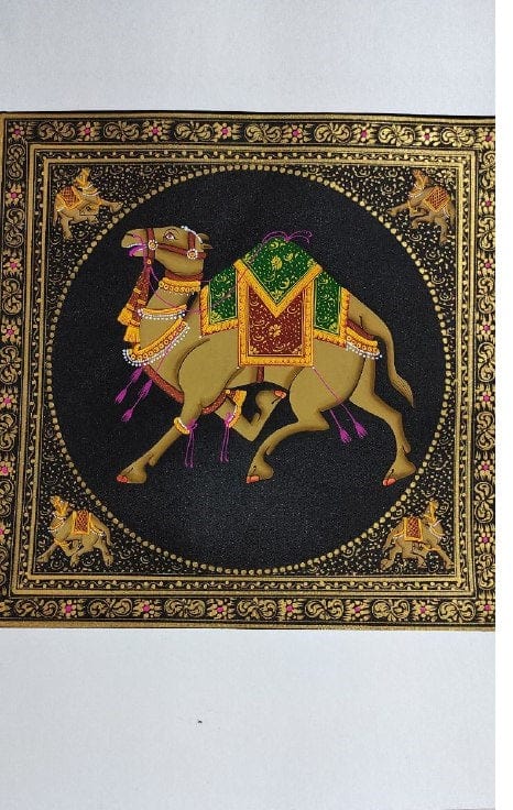 Handmade Camel Painting on Silk Fabric for Home and Office Decor