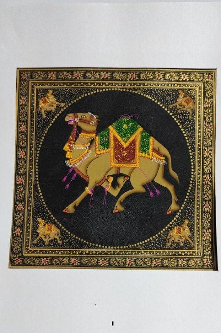 Handmade Camel Painting on Silk Fabric for Home and Office Decor