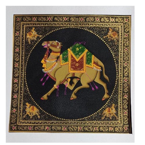 Handmade Camel Painting on Silk Fabric for Home and Office Decor