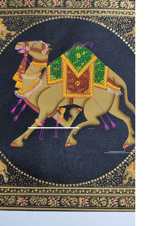 Handmade Camel Painting on Silk Fabric for Home and Office Decor