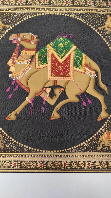 Handmade Camel Painting on Silk Fabric for Home and Office Decor