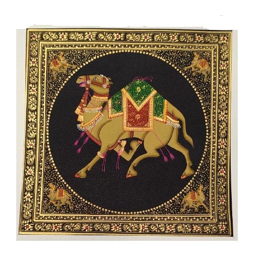 Handmade Camel Painting on Silk Fabric for Home and Office Decor