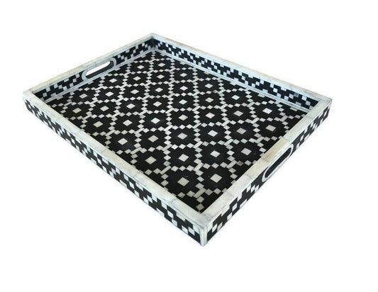 Handmade Customized Bone Inlay Serving Tray