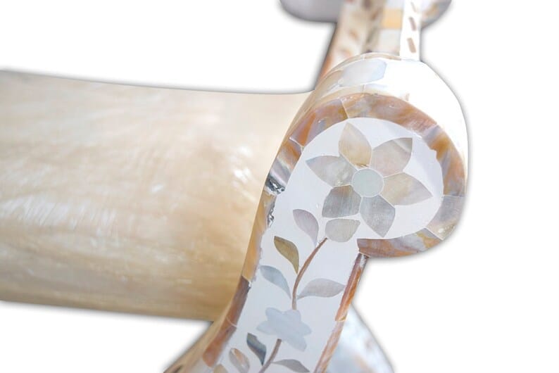 Handmade Customized Mother of Pearl Floral Pattern Stool