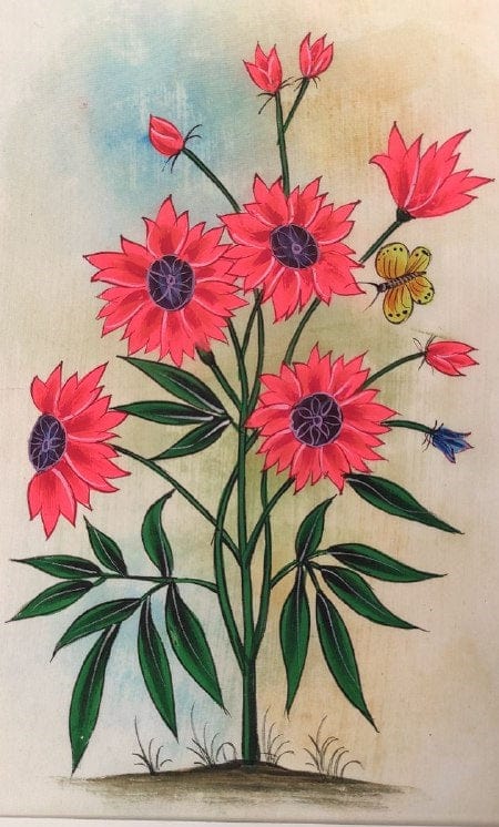 Handmade Flowers Painting on Silk Fabric for Home and Office Decor