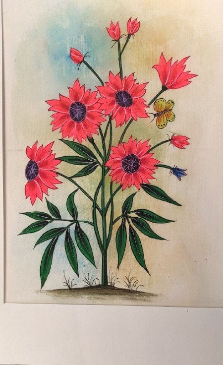 Handmade Flowers Painting on Silk Fabric for Home and Office Decor