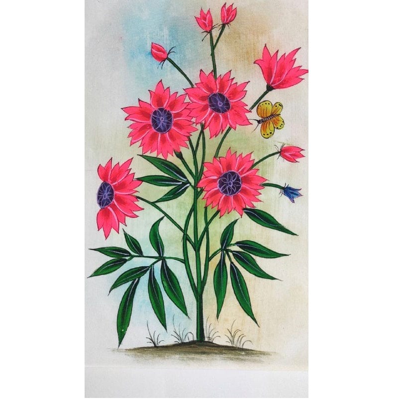 Handmade Flowers Painting on Silk Fabric for Home and Office Decor