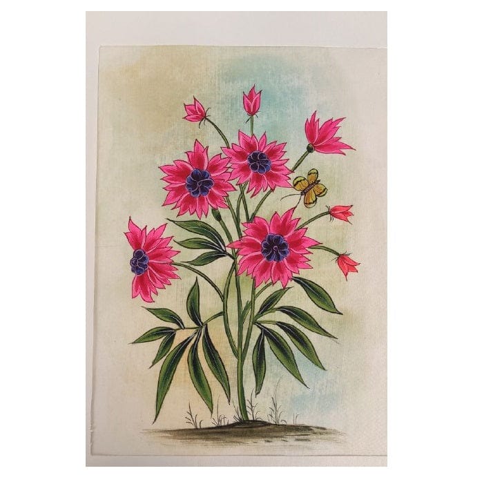Handmade Flowers Painting on Silk Fabric for Home and Office Decor