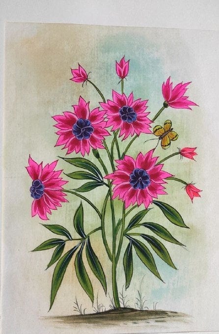 Handmade Flowers Painting on Silk Fabric for Home and Office Decor
