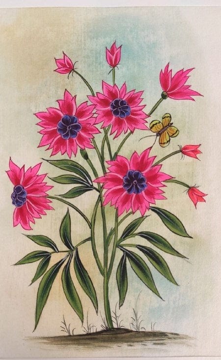 Handmade Flowers Painting on Silk Fabric for Home and Office Decor