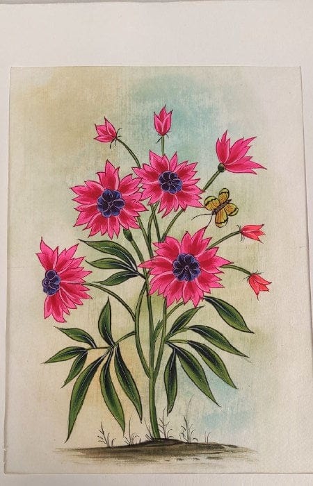 Handmade Flowers Painting on Silk Fabric for Home and Office Decor